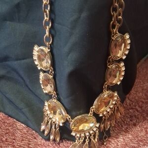 Gold-Tone Amber Crystal Statement Necklace